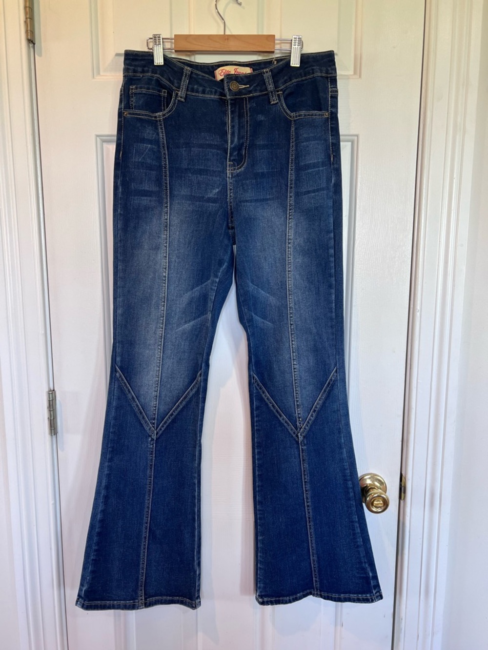 Dark Blue Women's Flared Jeans - Unknown Brand